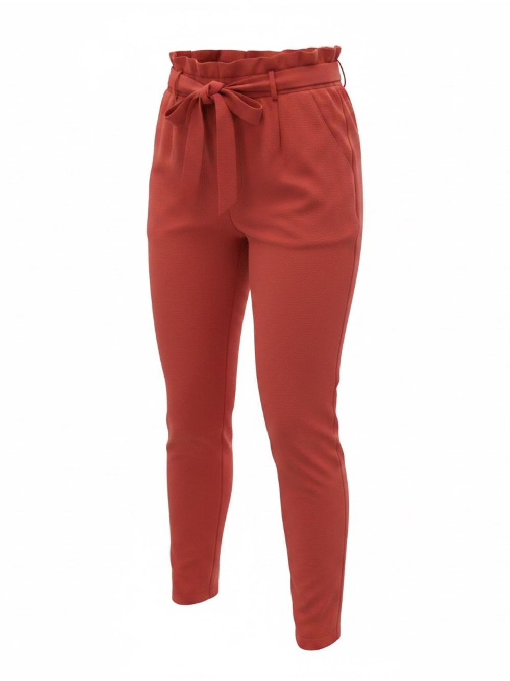 Paperbag Waist Tie Pants - Rust Oranges